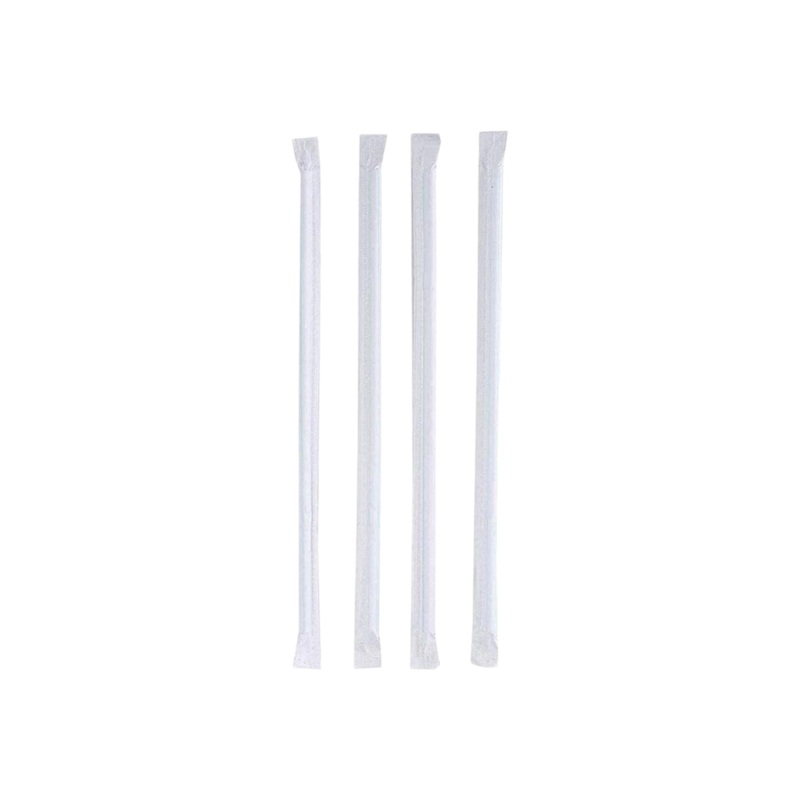 Disposable Plastic Milkshake Straws 6mm Wrapped 200pack