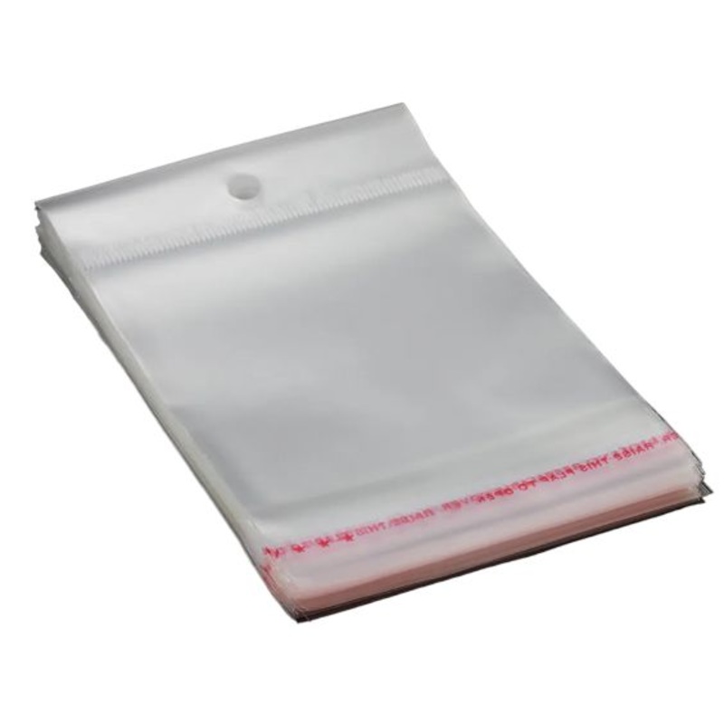 Polyprop Cellophane Selfseal Bags 9×17.5cm Punch Hanging Hole 100pack