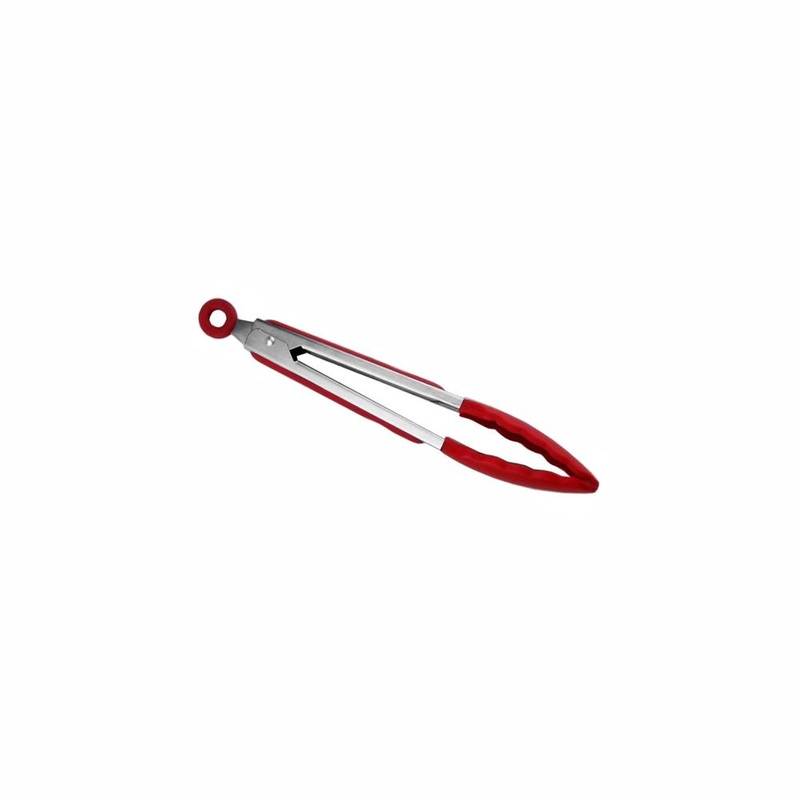 Regent Kitchen Food Tongs Stainelss Steel Stainless Steel with Red Silicone Tips 275x35x40mm 21146