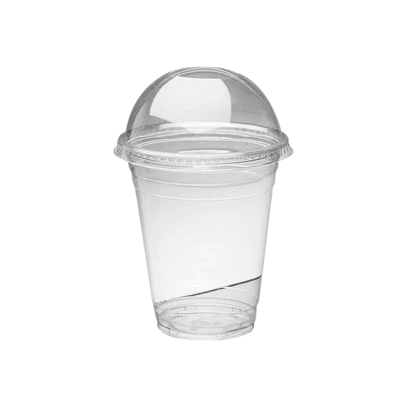 350ml Disposable PET Plastic Smoothie Cup with Dome Lid and Hole 10pack