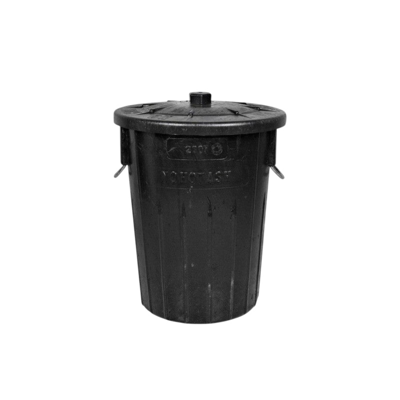 90L Refuse Rubber Bin Black with Lid – No Hot Ash Rubber Bin