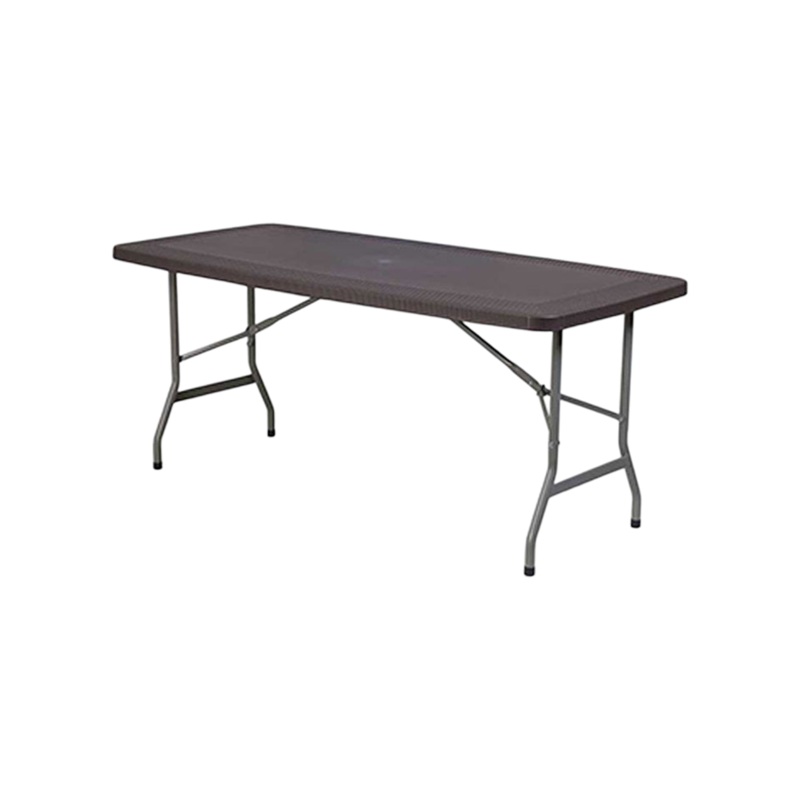 1.8m Folding Trestle Rattan Table 6ft Brown