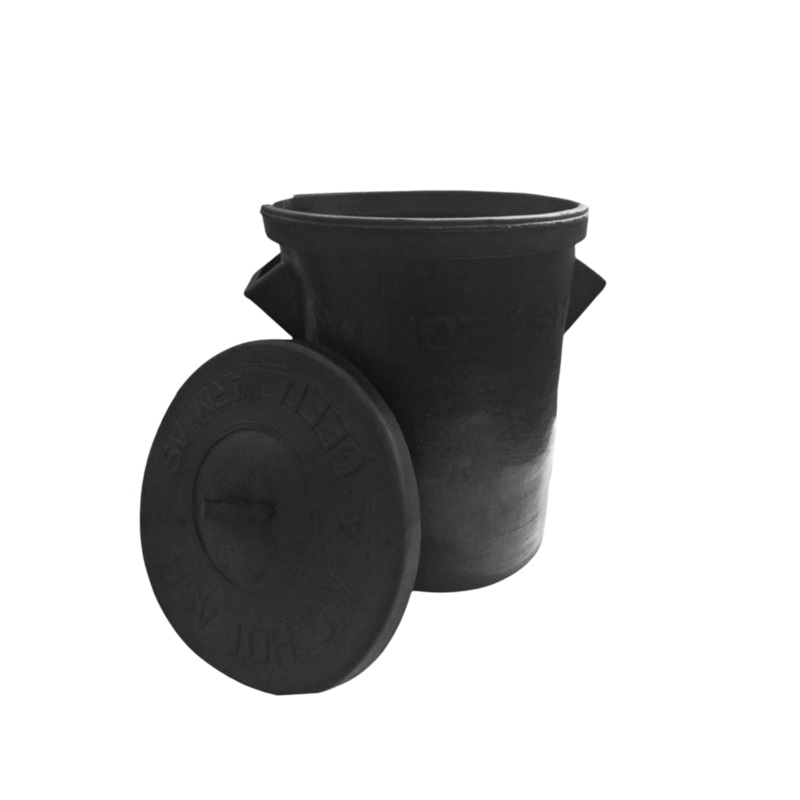 90L Refuse Rubber Bin Black with Lid R60