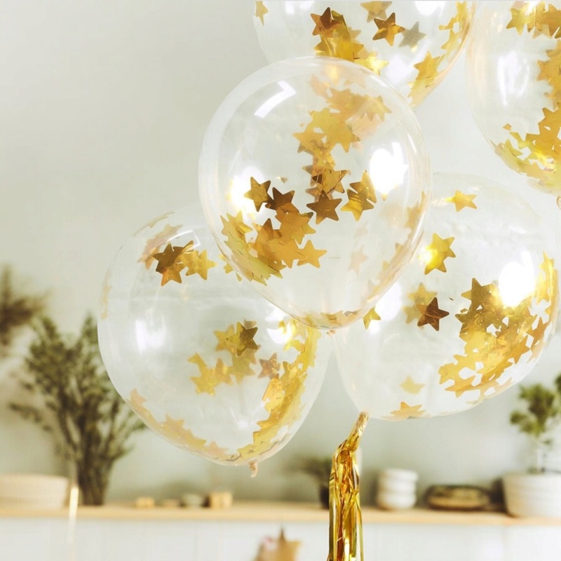 Bobo Balloon Clear 24inch Helium Grade with Star Confetti