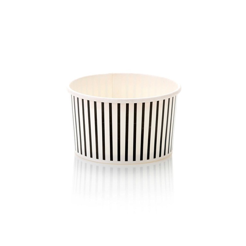 Ice Cream Paper Cups 150ml Black Stripes Vintage Tubs 10pack