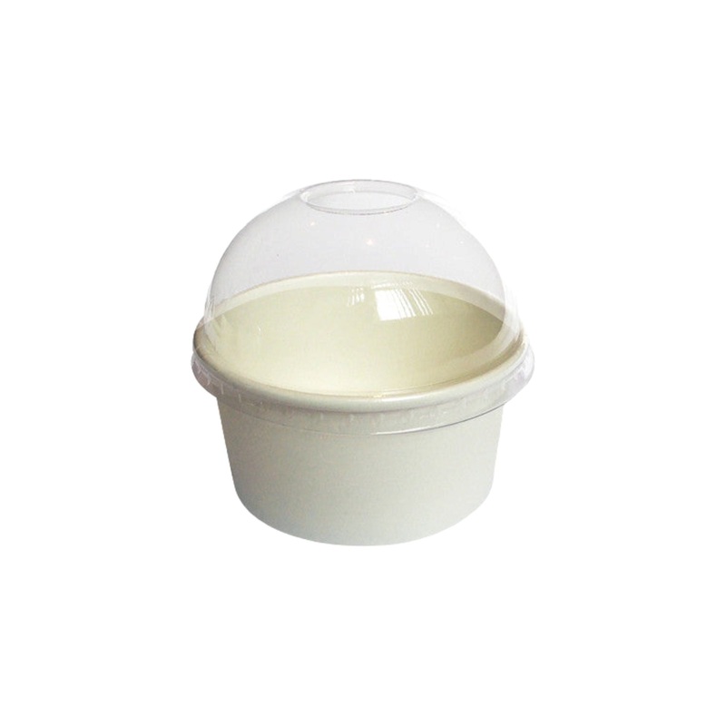 Ice Cream Paper Cups 250ml White Vintage Tubs with Dome Lid 5pack