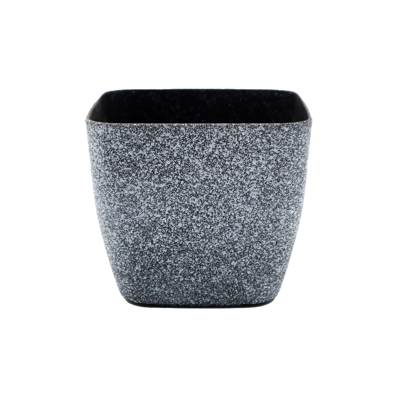 Plastic Vase Flower Planter Pot  Large Square – Marble Grey-Black 484