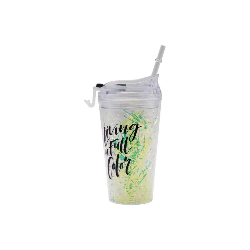 Acrylic Smoothie Tumbler with Straw Double Wall Living 450ml