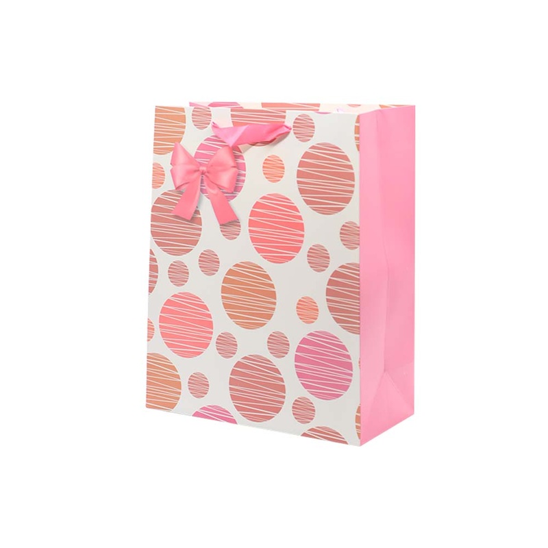 Gift Paper Bag Polka Dot 26x12cm Medium