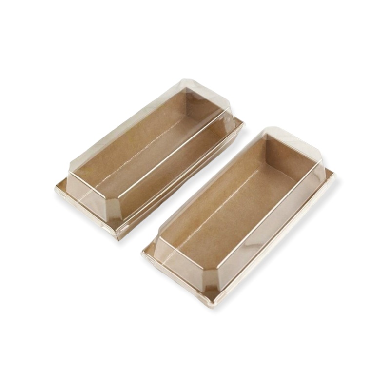 Kraft Paper Food Lunch Box Clear Lid Plastic 20×12.5x3cm