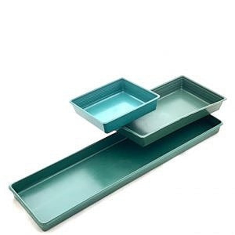 Plastic Garden Tray Green Half 15x14cm Deep-3.5cm