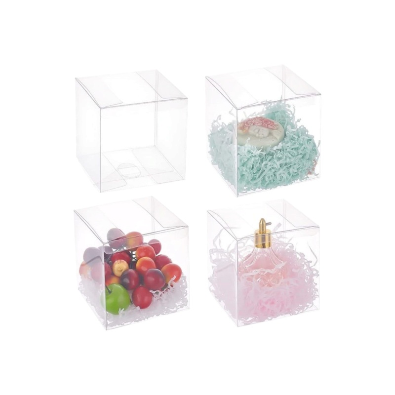 PVC Cube Gift Box 10x10x10cm Transparent Open 1-Side 12pack