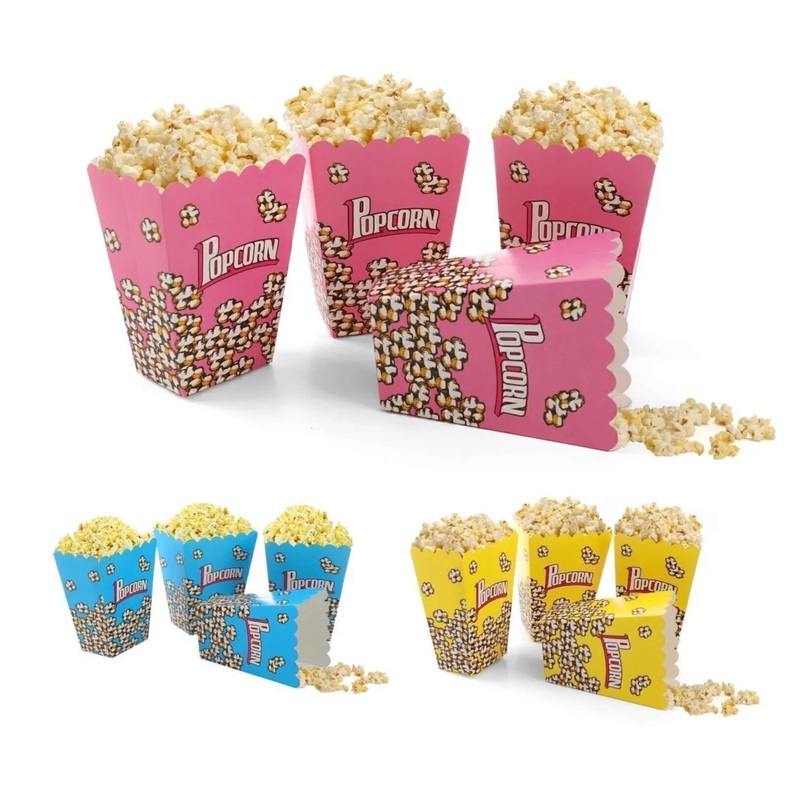 Vintage Popcorn Boxes 9x9x15cm 6pack