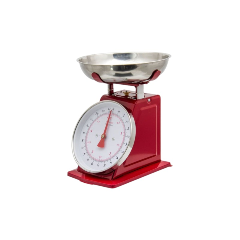 Regent Kitchen Scale 5kg Mechanical Red with Stainless Steel Bowl 28300