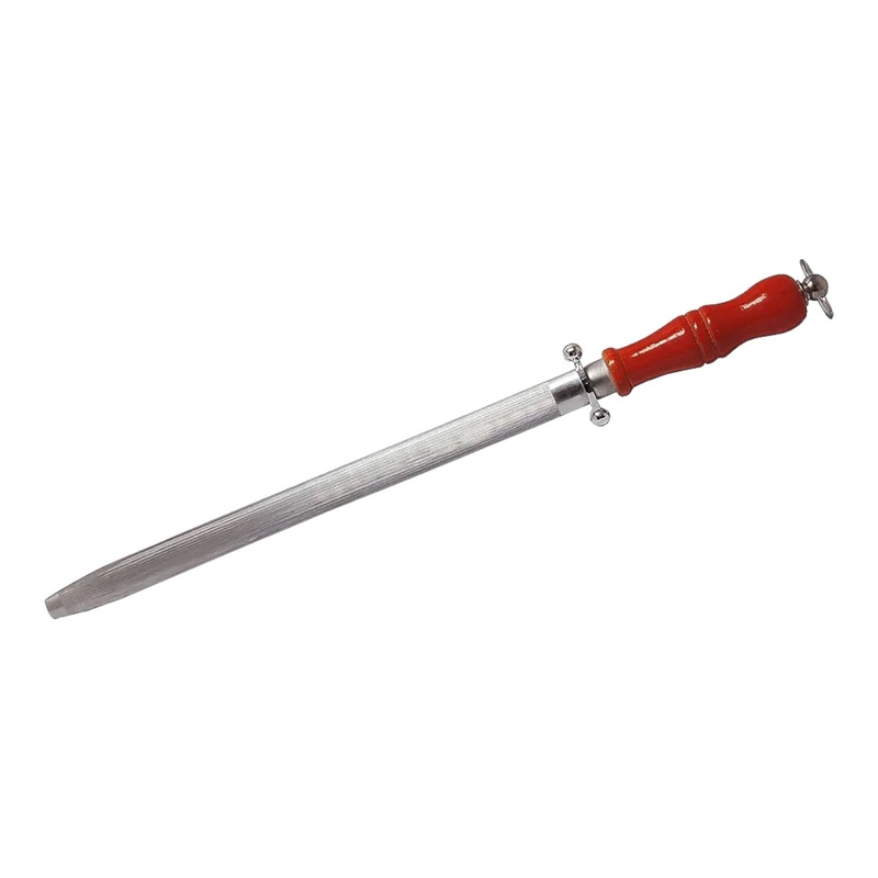 Knife Sharpening Rod Steel with Wooden Handle 12inch Heavy Duty