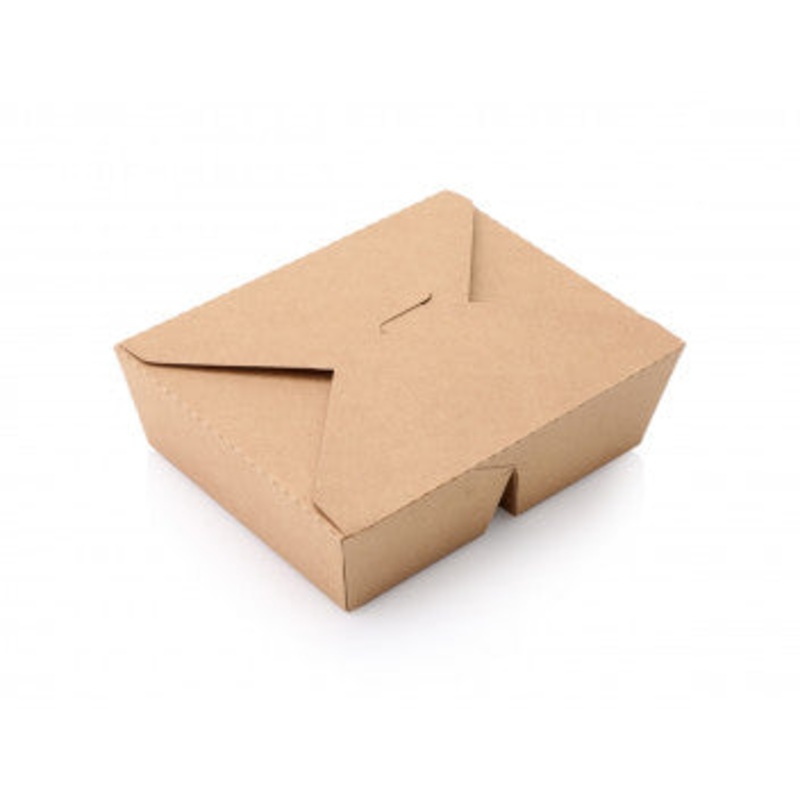 Kraft Paper Food Lunch Box 1000ml with 2-Compartment TD005 5pack