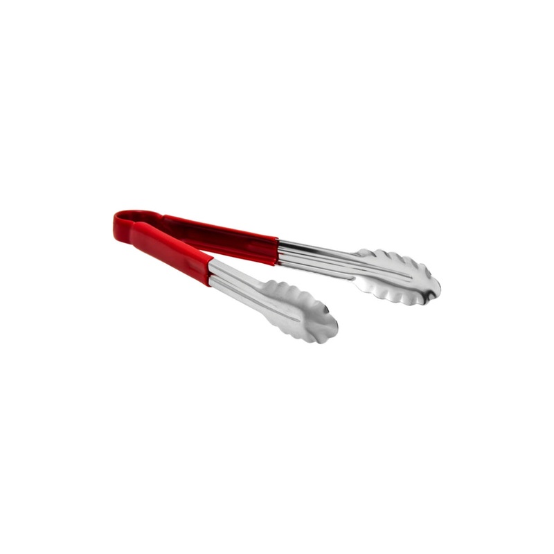 Regent Kitchen BBQ Braai Food Tongs Stainless Steel Polycoated Red 30181