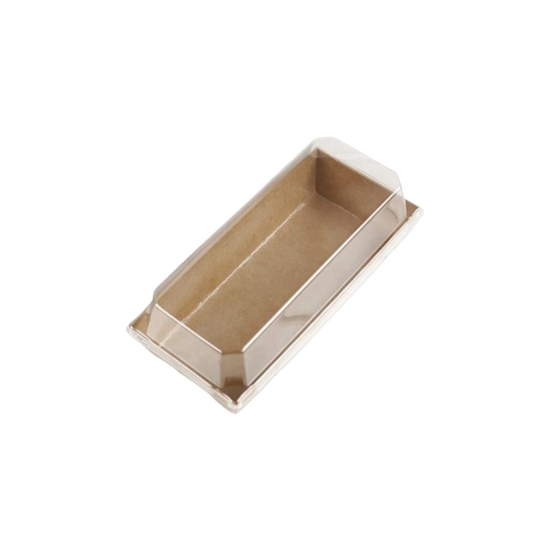 Kraft Paper Food Hotdog Lunch Box H3.5×19.5x9cm with Clear Lid 1pc