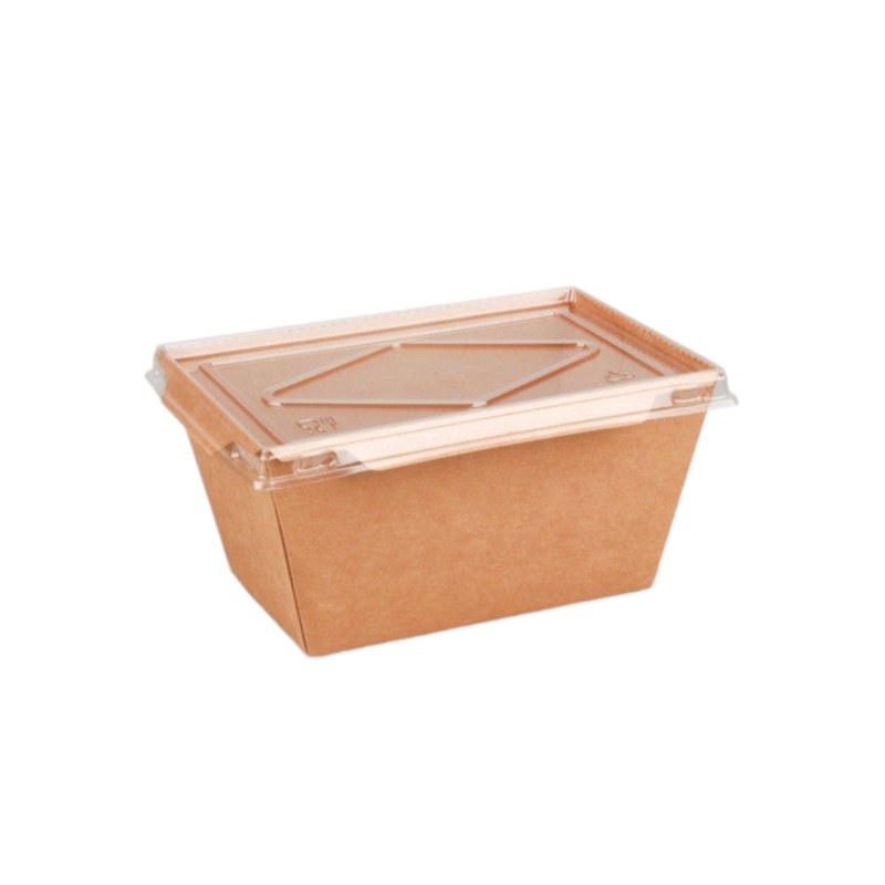 Kraft Paper Food Lunch Meal Box 1400ml Cliplock with PET Lid Combo 5pack