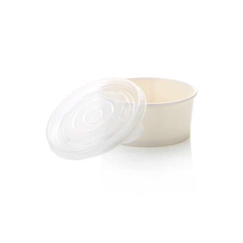 Noodle Soup Tub White 350ml with Clear Lid 114mm PP NOOD-TUB350
