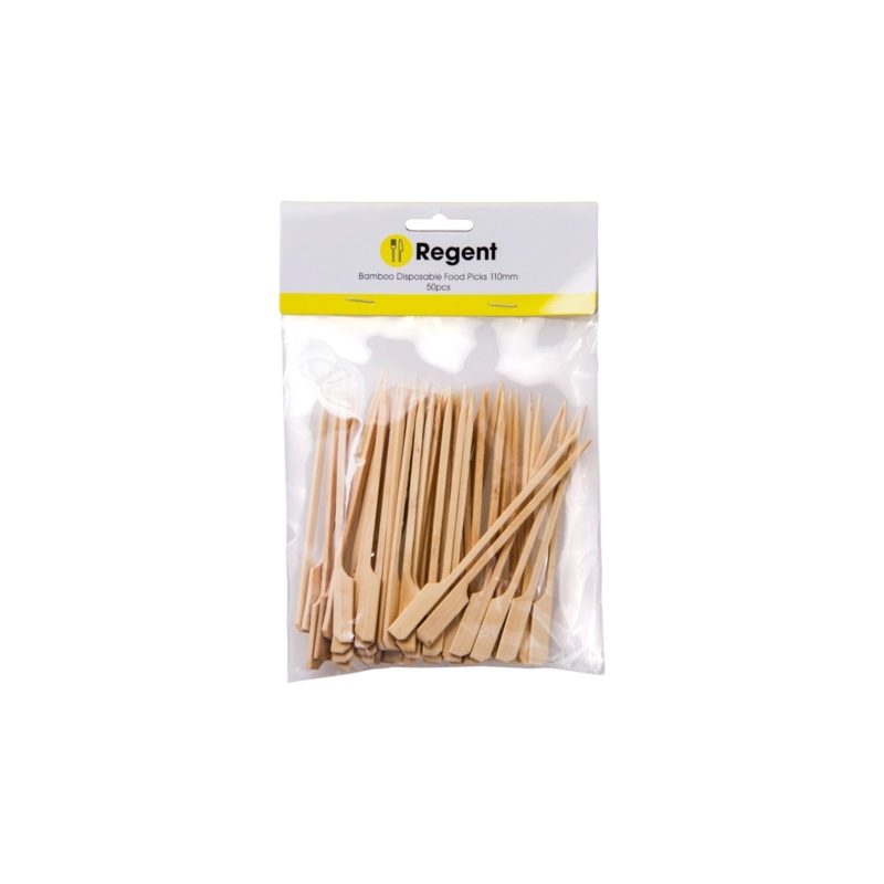 Regent Bamboo Disposable Food Paddle Picks 110mm 50pack 35105