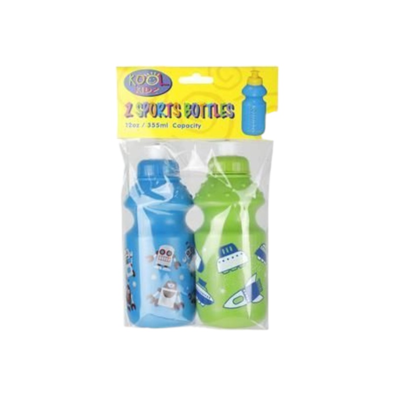 Kool Kidz Sports Water Bottle Plastic 355ml 2pack