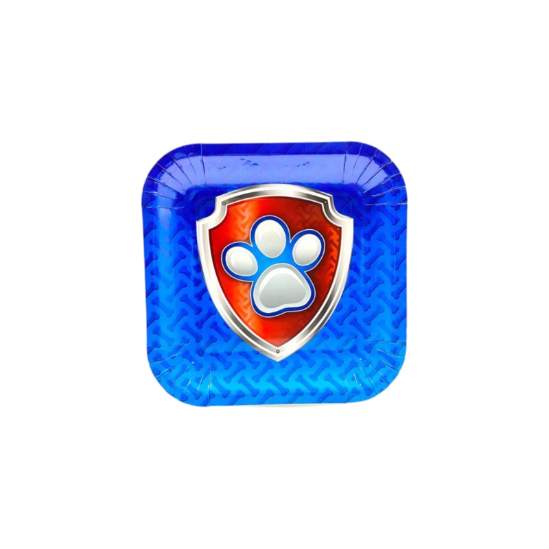 Paw Patrol Blue Square  Party Paper Plates 7 Inch 10Pack