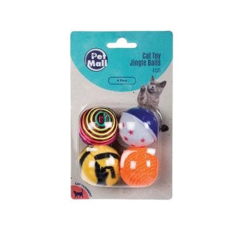Pet Cat Toy Balls Assorted 4cm 4pack