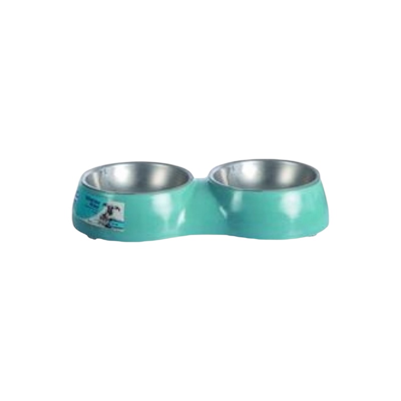 Pet Dog-Cat Double Feeding Bowl 123cm Plastic with Stainless Steel