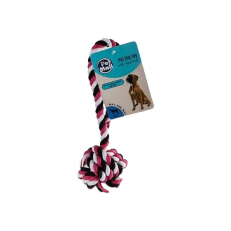 Pet Mall Dog Toy Tug Rope Ball 8cm
