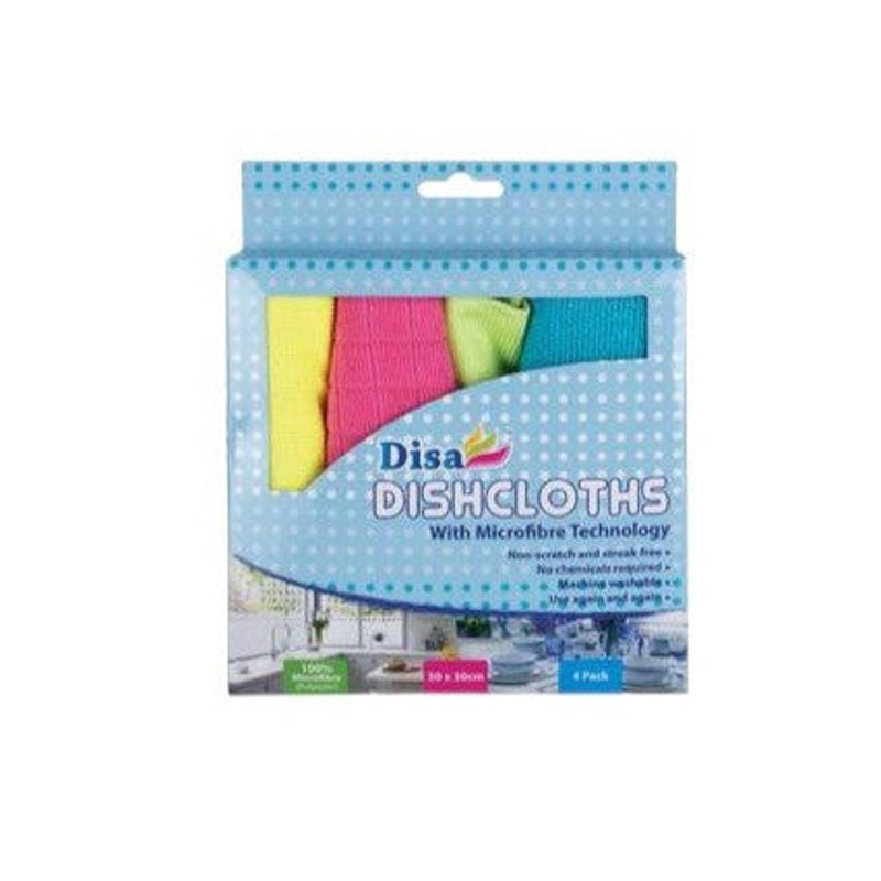Disa Microfibre Cloth 30x30cm 4pack Assorted Colors