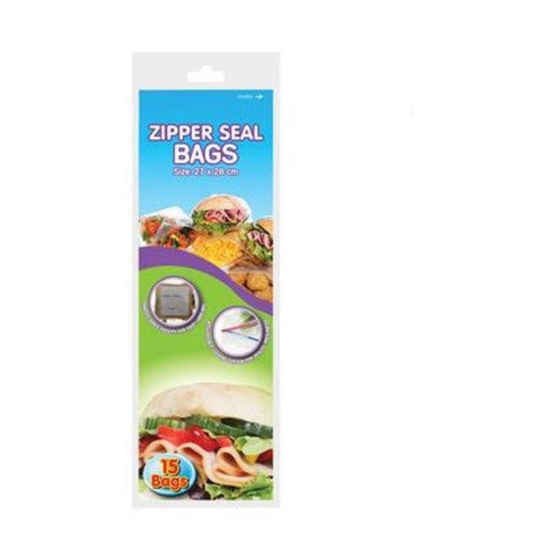 Disposable Zipper Seal Plastic Bags 27x28cm 15pack