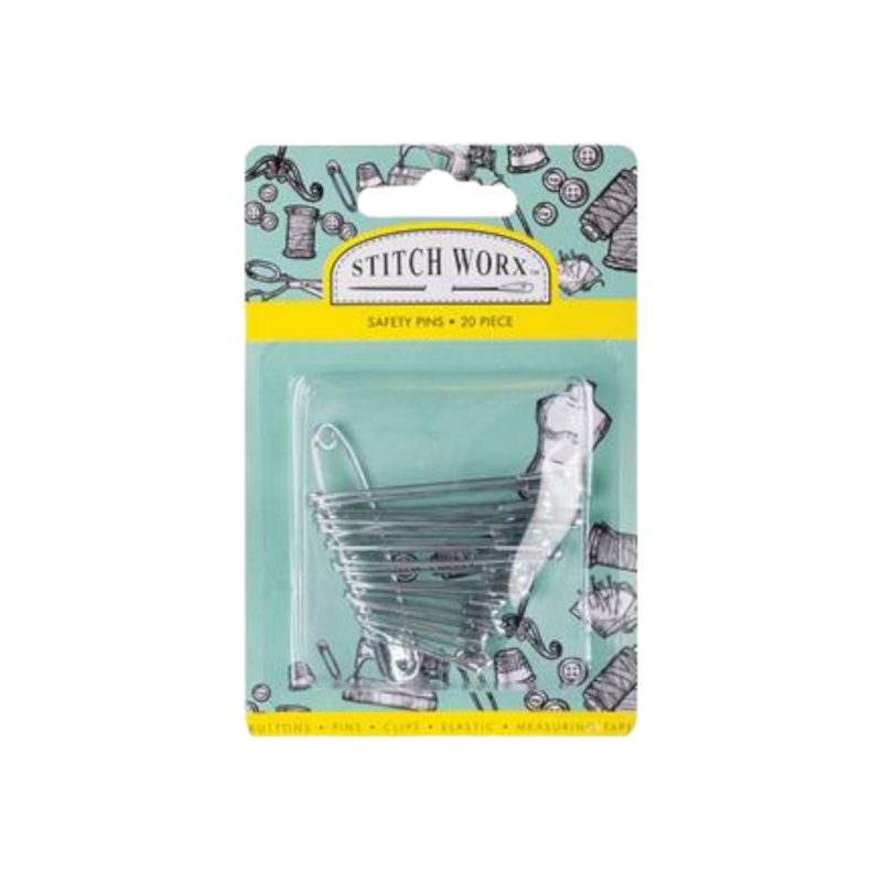 Haberdashery Safety Pins 20 pack Assorted