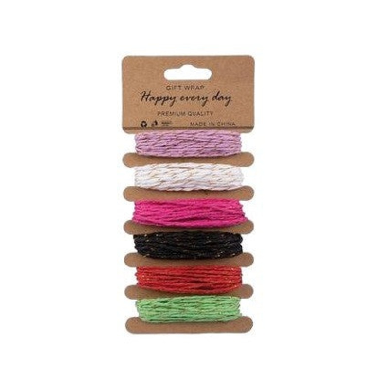 Paper Raffia 5mmx5m Assorted Colors 6pack