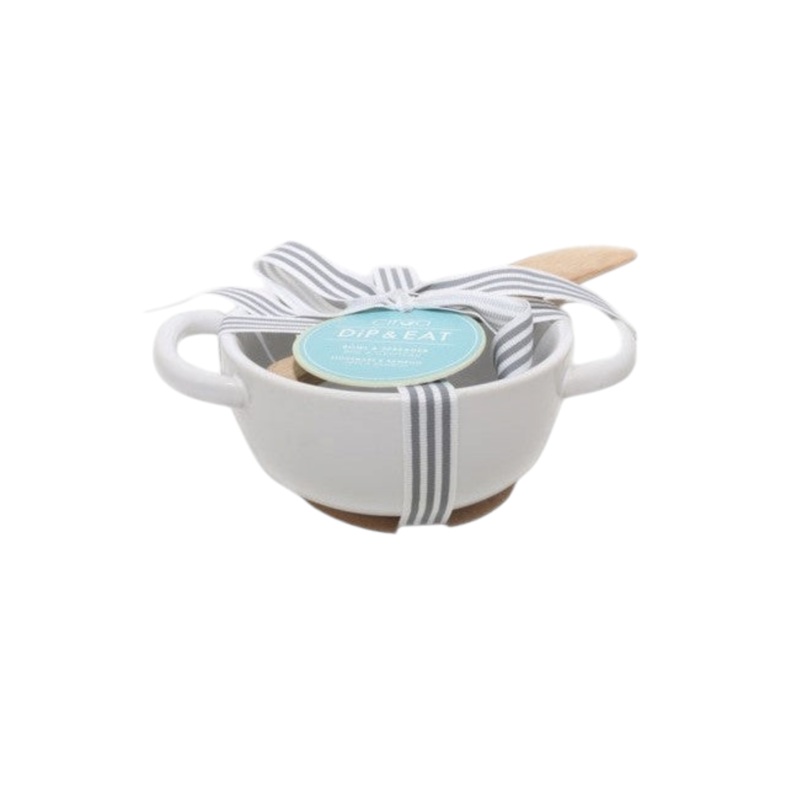 Ciroa Dip N Eat Bowl/spread Rnd White/sage 10460/10462
