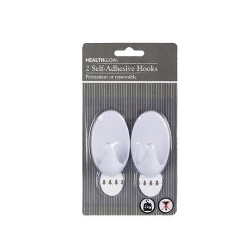 Plastic Hook Adhesive Oval 2pack