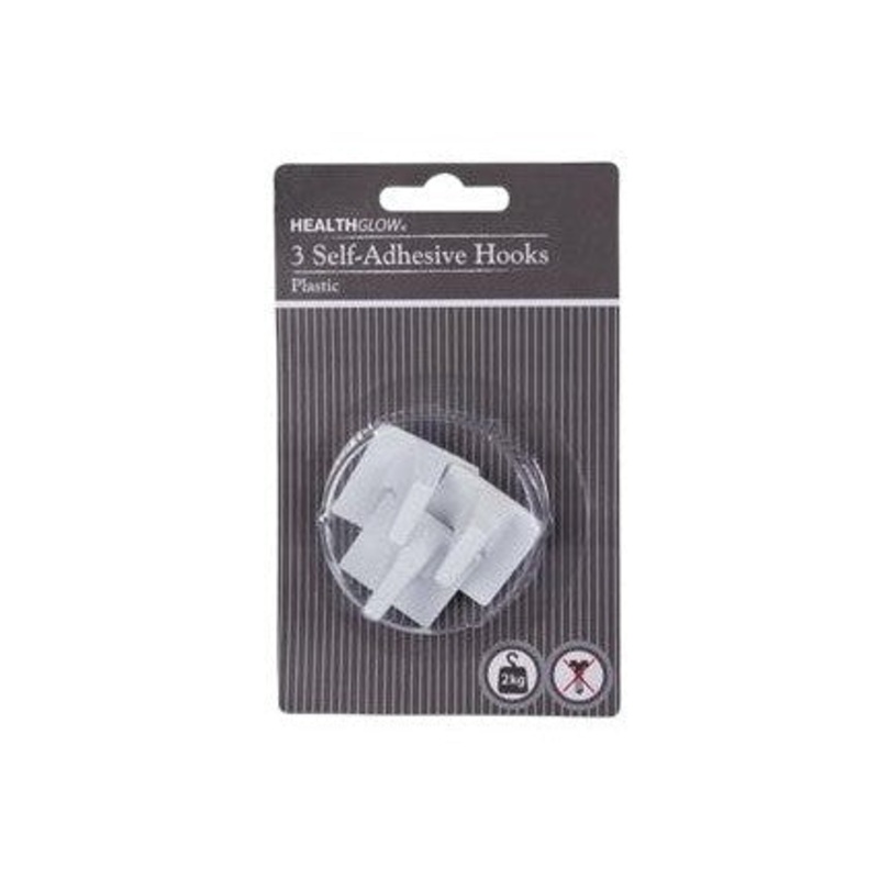 Plastic Hook Adhesive Square 3pack