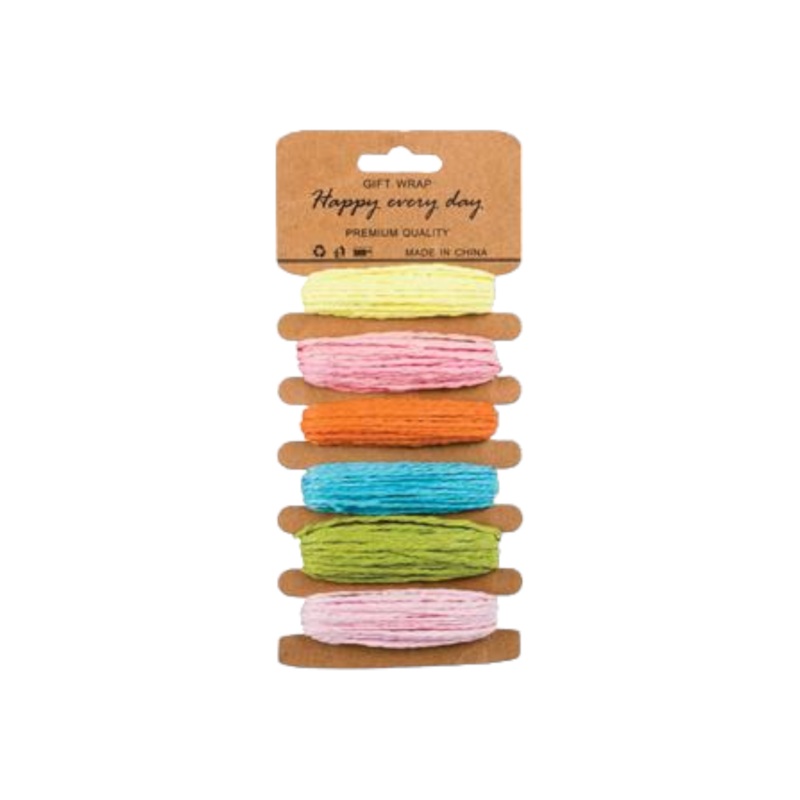 Raffia Twine Assorted 6-Color Card 5mmx5m