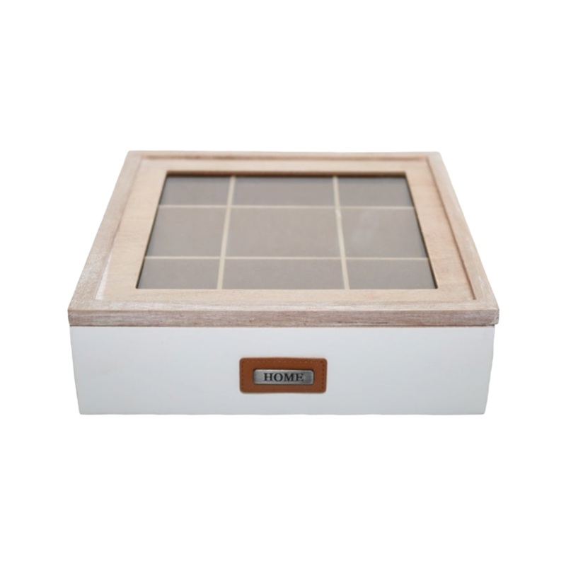 Tea Box White Brown Lid Home 14975