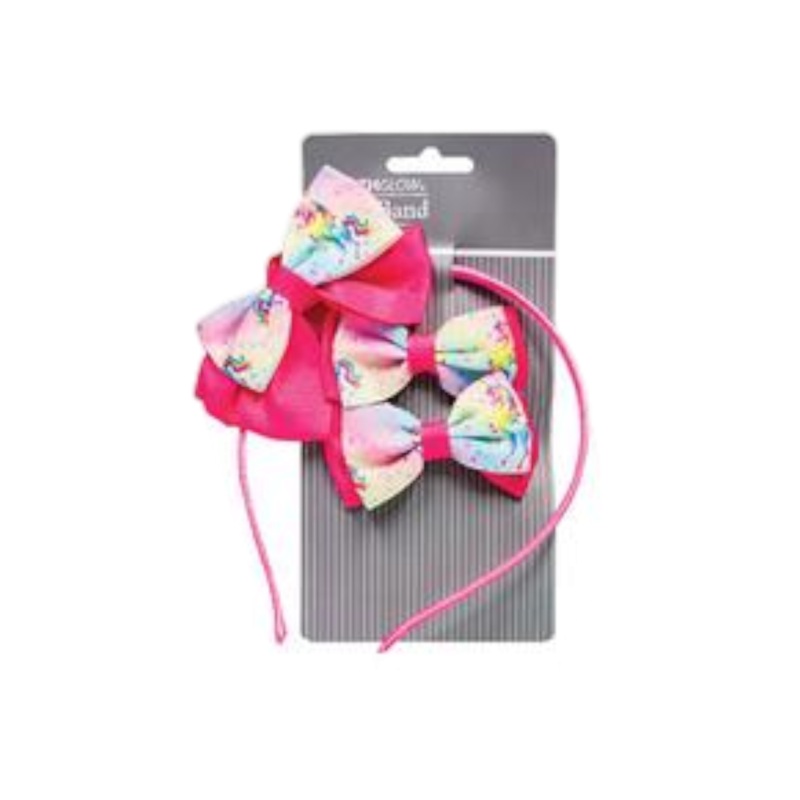 Unicorn Alice Hair Band Bow and Clip