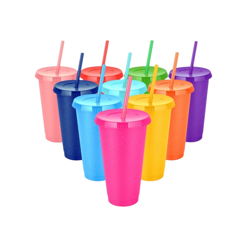 650ml Reusable Glitter Smoothie Cup with Lid & Straw