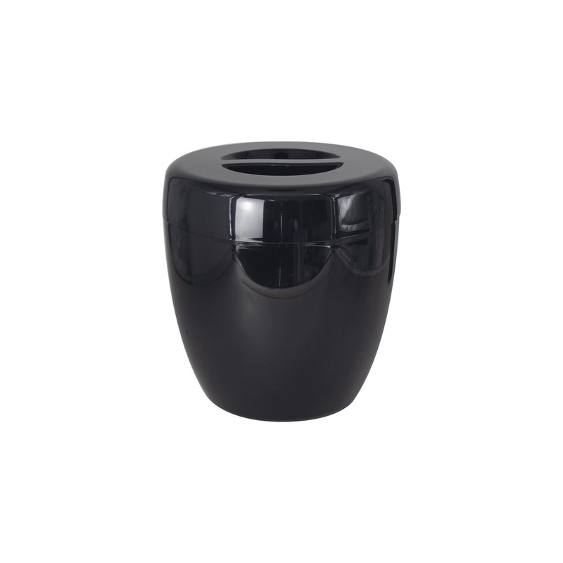 Bar Butler Plastic Ice Bucket 5L Oval Black with White Inner and Lid 73142