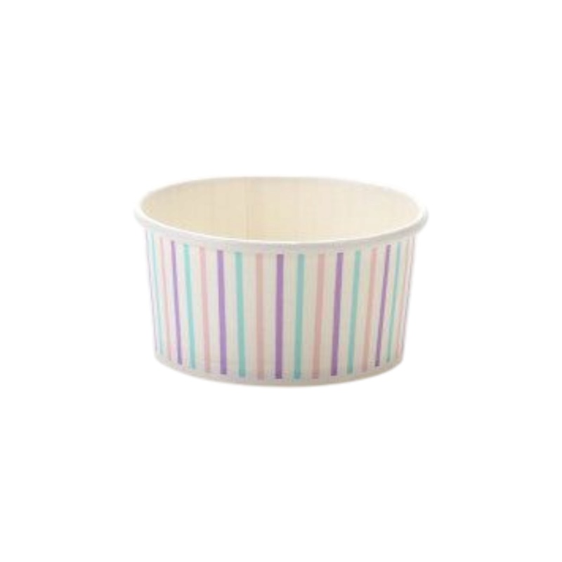 Ice Cream Paper Cups 180ml Multicolor Stripes Vintage Tubs 10pack