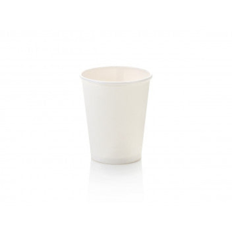 250ml Paper Coffee Cup Single Wall White with Black Sip Lid 10pack