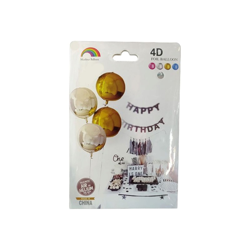 4D Foil Balloon 20inch Happy Birthday 10pc