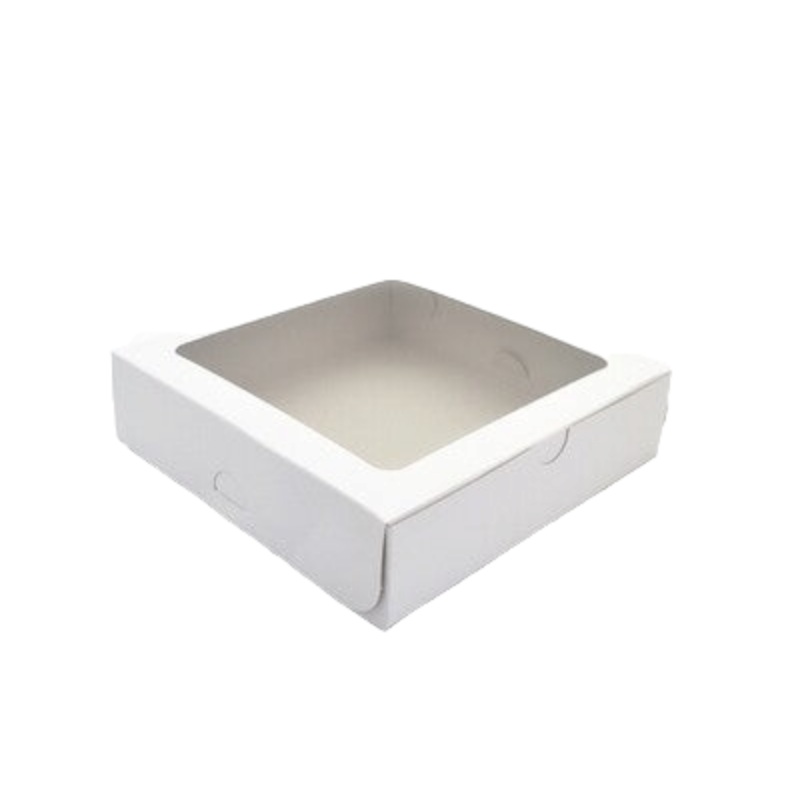 Gift Pastry Biscuit Box White with Window 30x30x4cm