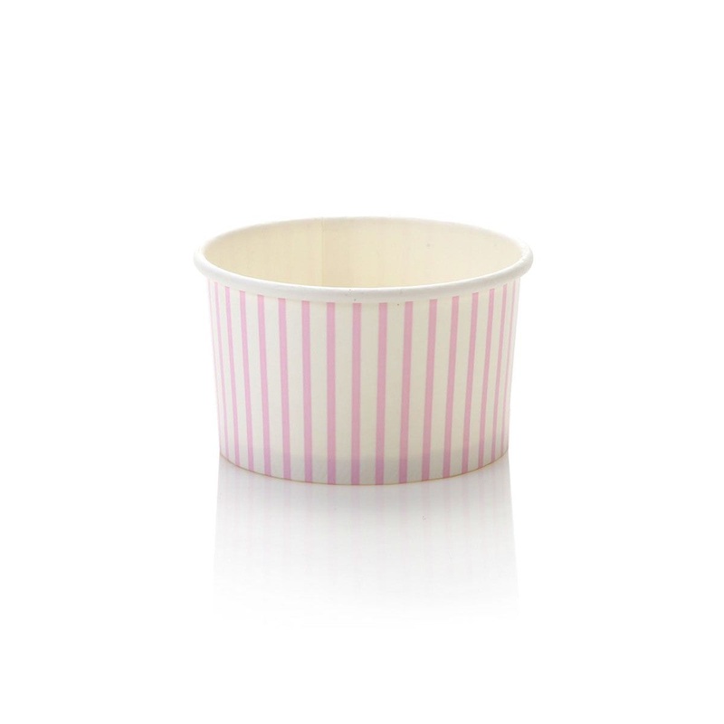 Ice Cream Paper Cups 150ml Pink Stripes Vintage Tubs 10pack