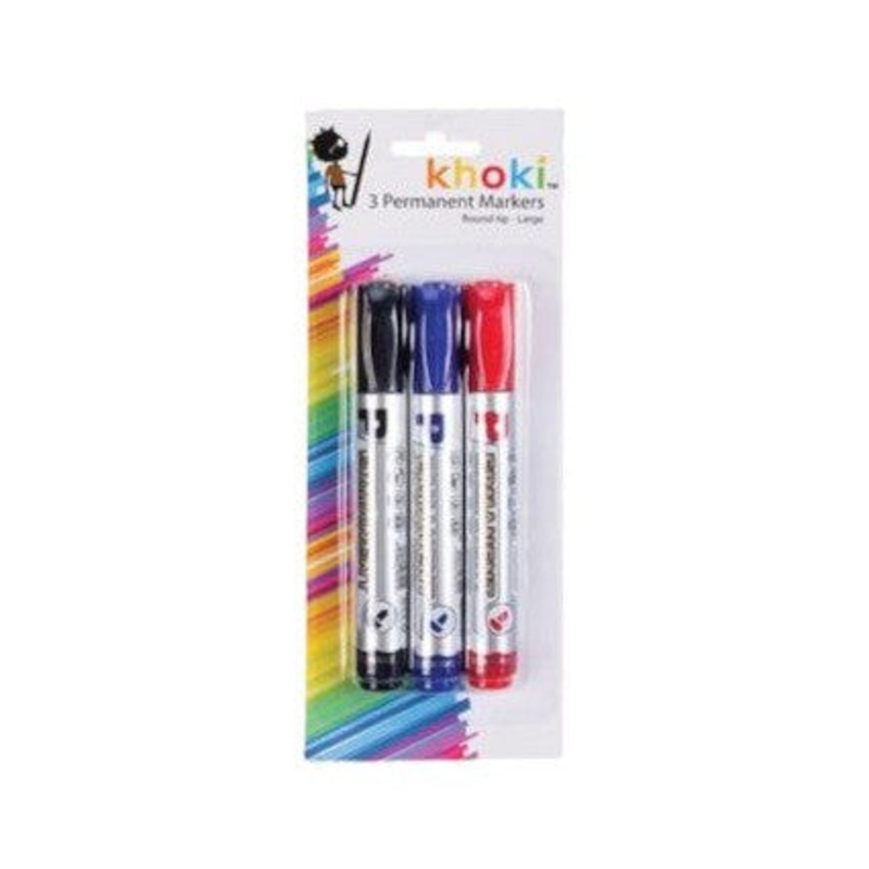 Khoki Permanent Marker Round Tip Pack of 3