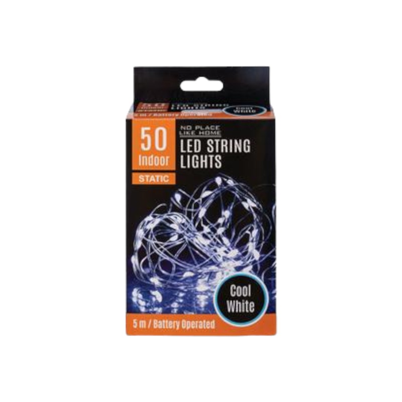 LED Fairy Rope Lights 50X Cool White 5m Battery Operated