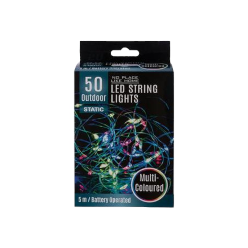 LED Fairy Rope Lights 50X Multi Colored 5m Battery Operated